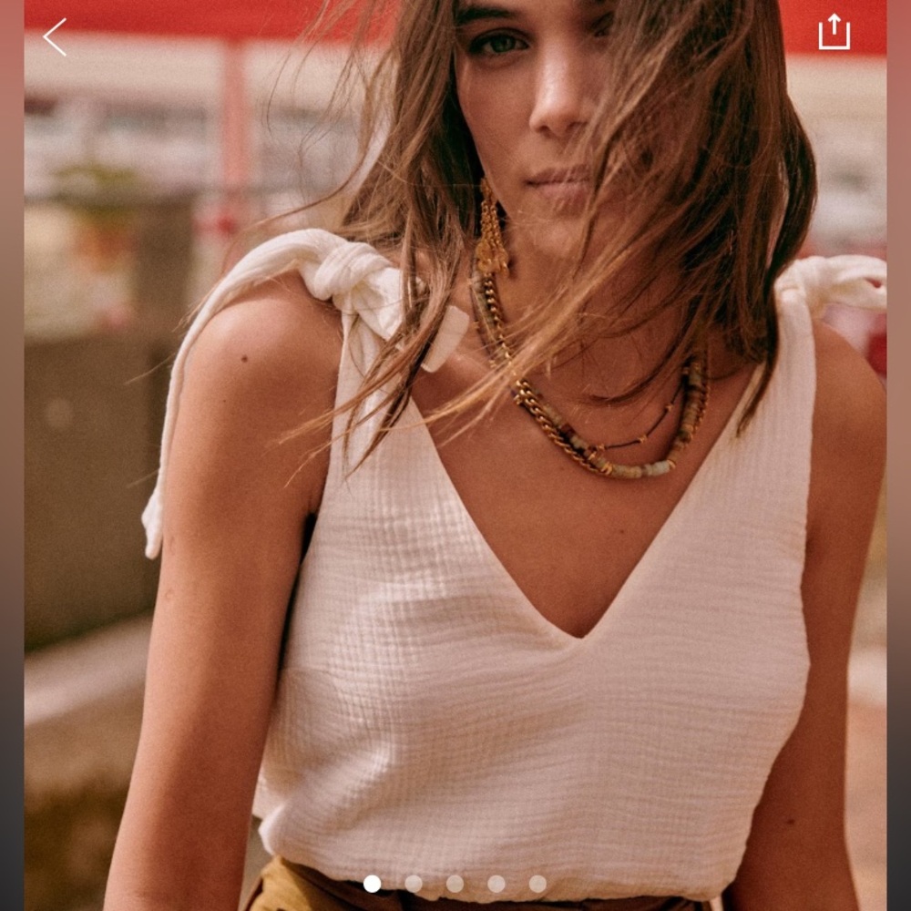 Sezane Gisele Top Ecru - Size 6